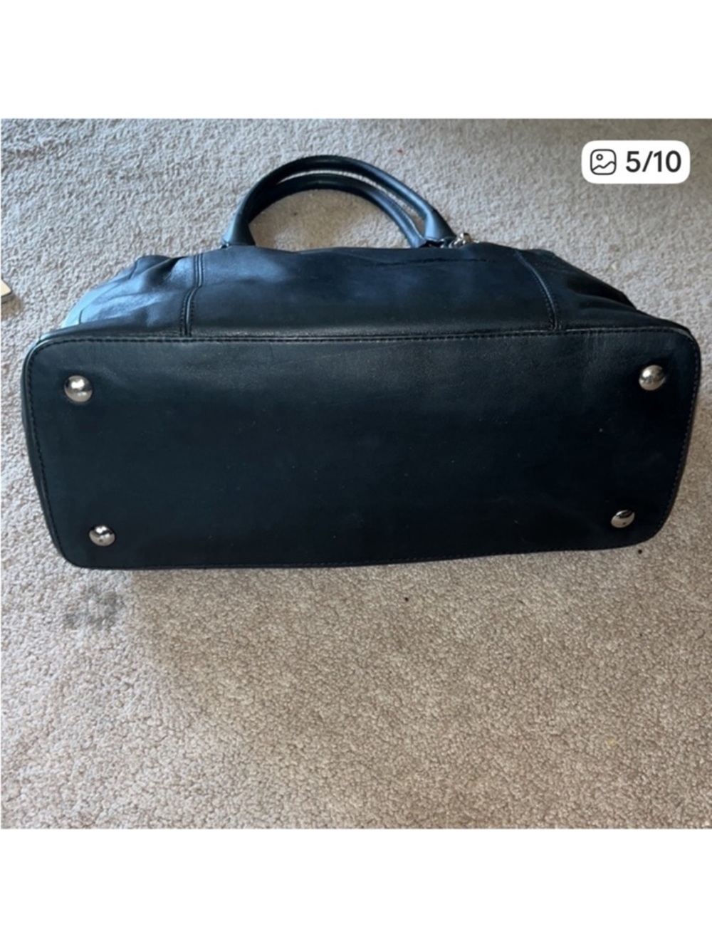 Coach Black Leather Double-Handle Shoulder Tote - Picture 5 of 9